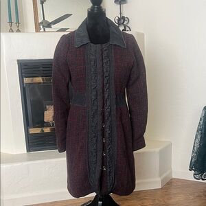 Elegant Black and Red Women's Coat